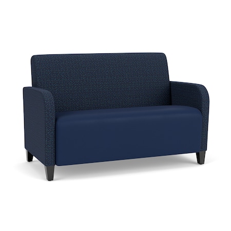Lesro Siena Lounge Reception Loveseat, Black, RF Blueberry Back, MD Ink Seat, RF Blueberry Arm Panels SN1501